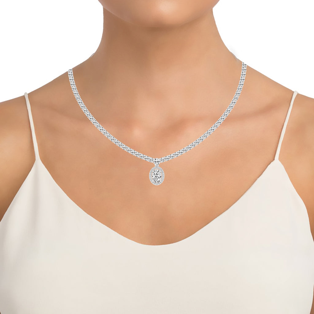 Solana Oval Drop Diamond Necklace