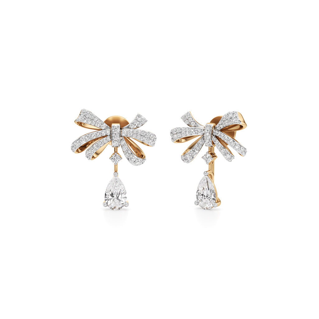 Diamond Ribbon Drop Earrings