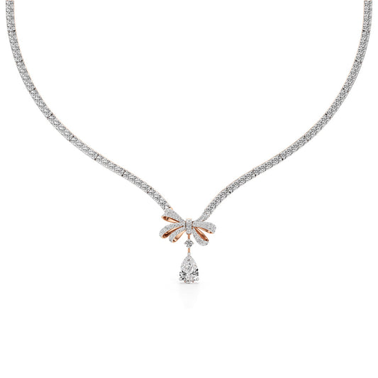 Diamond Ribbon Drop Necklace