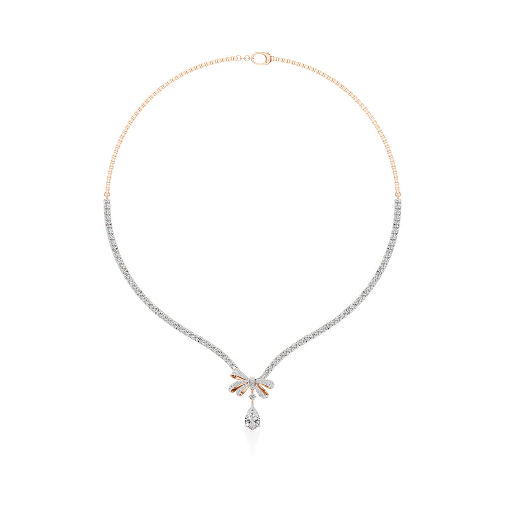 Diamond Ribbon Drop Necklace