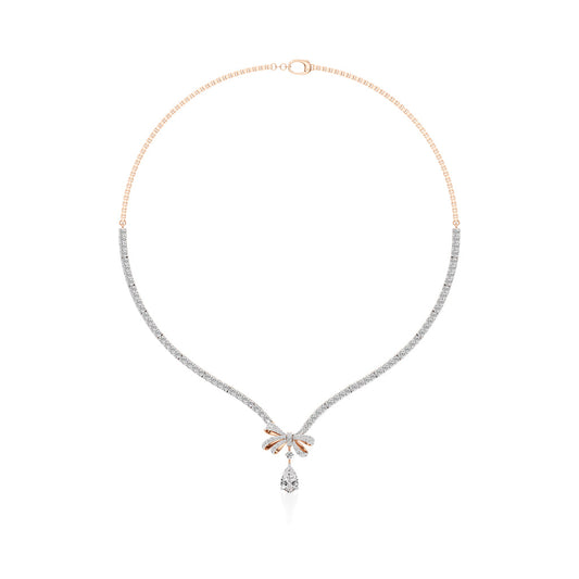 Diamond Ribbon Drop Necklace