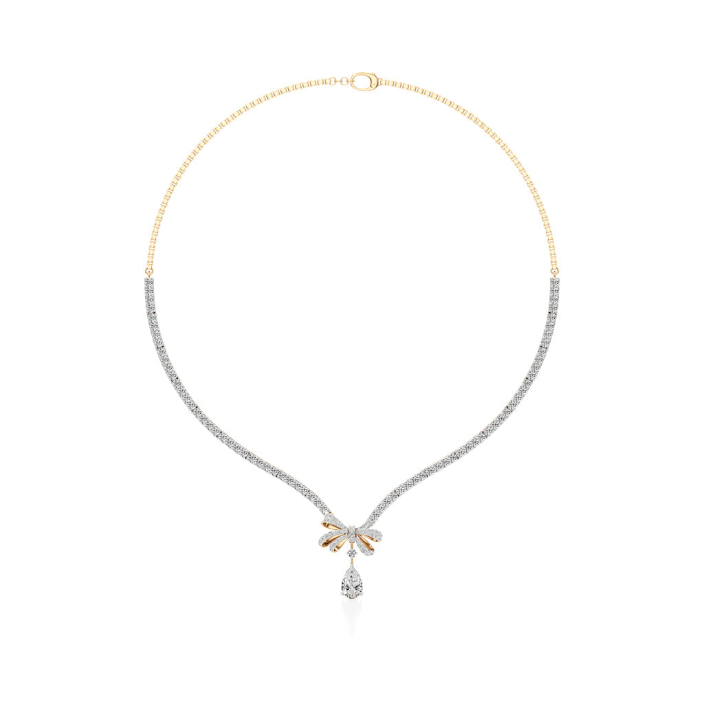 Diamond Ribbon Drop Necklace