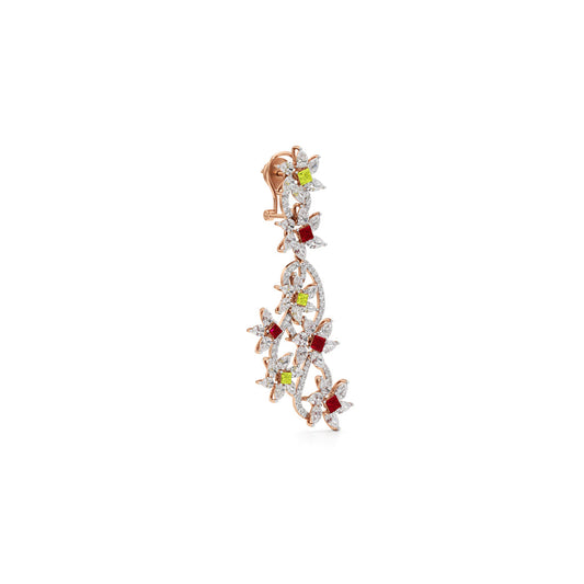 Diamond & Multi-Color Bloom Drop Earrings