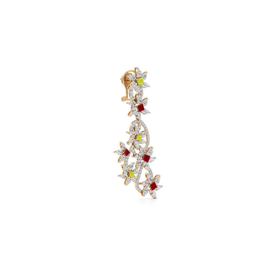 Diamond & Multi-Color Bloom Drop Earrings