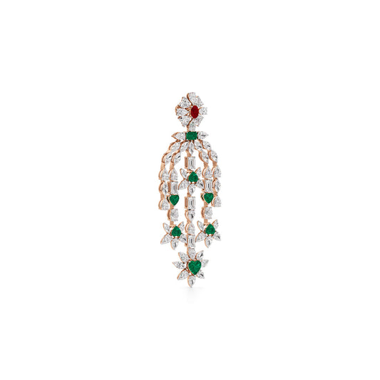 Diamond & Multi-Color Cascading Dangler Earrings