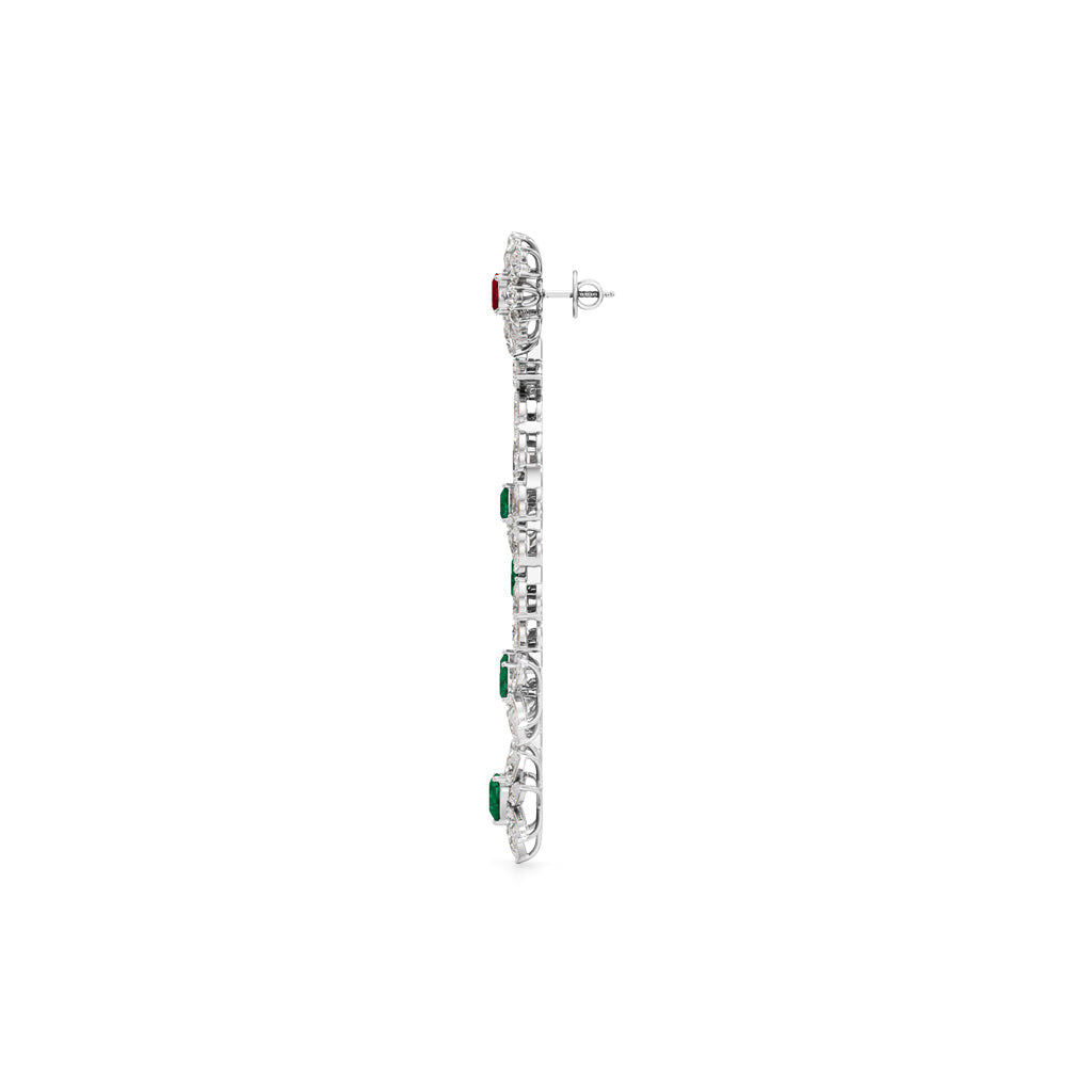 Diamond & Multi-Color Cascading Dangler Earrings