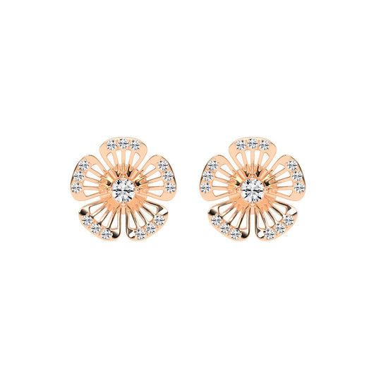 0.75Ct Round Shape Yellow Gold Fancy Studs Earrings