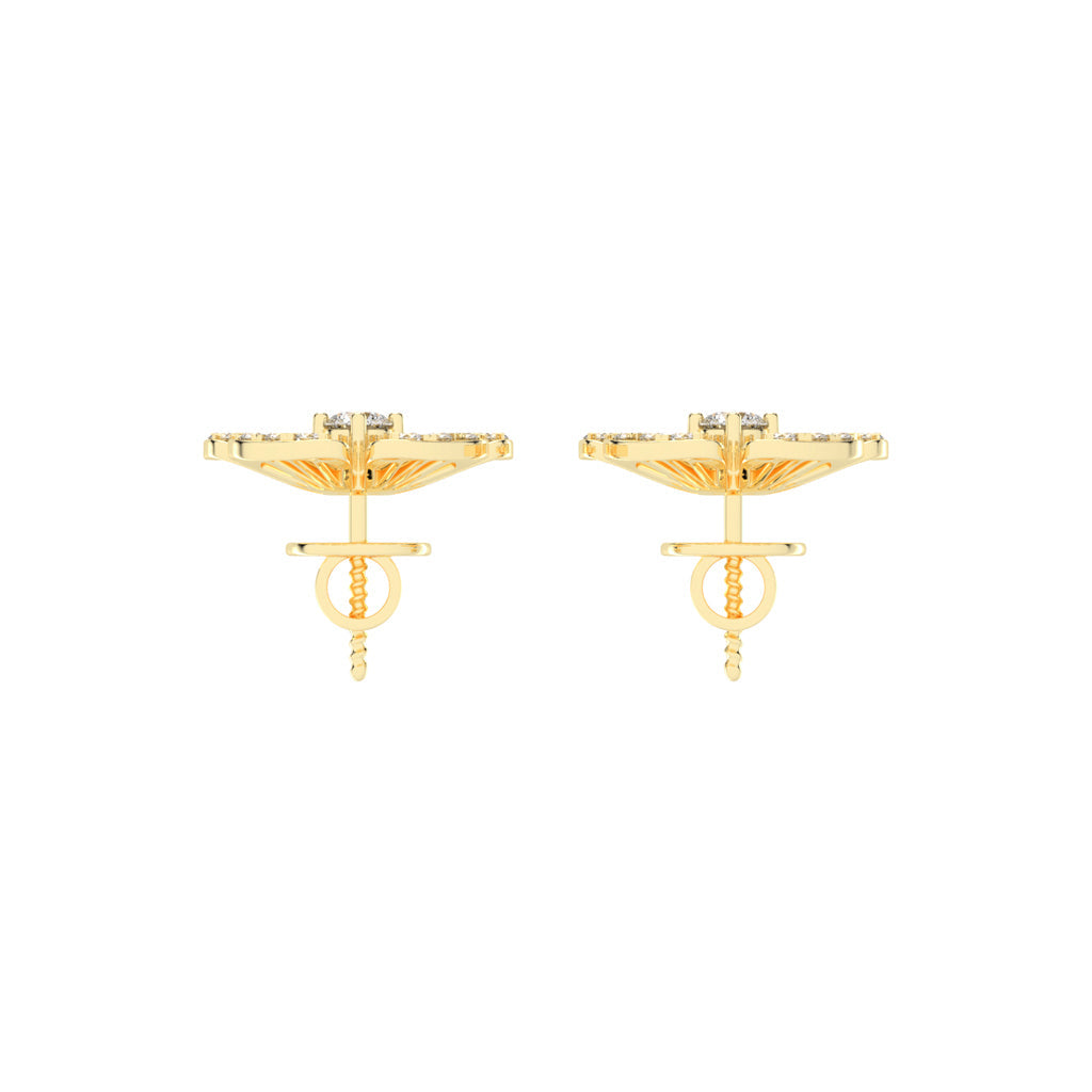 0.75Ct Round Shape Yellow Gold Fancy Studs Earrings
