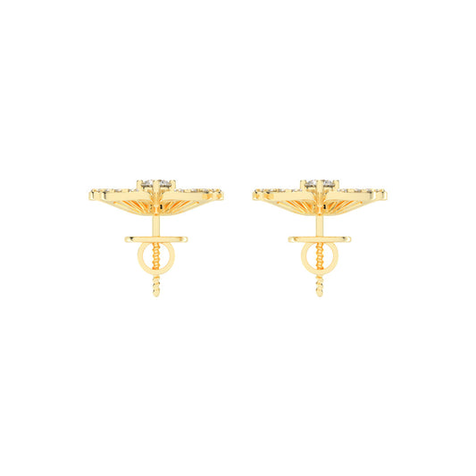 0.75Ct Round Shape Yellow Gold Fancy Studs Earrings