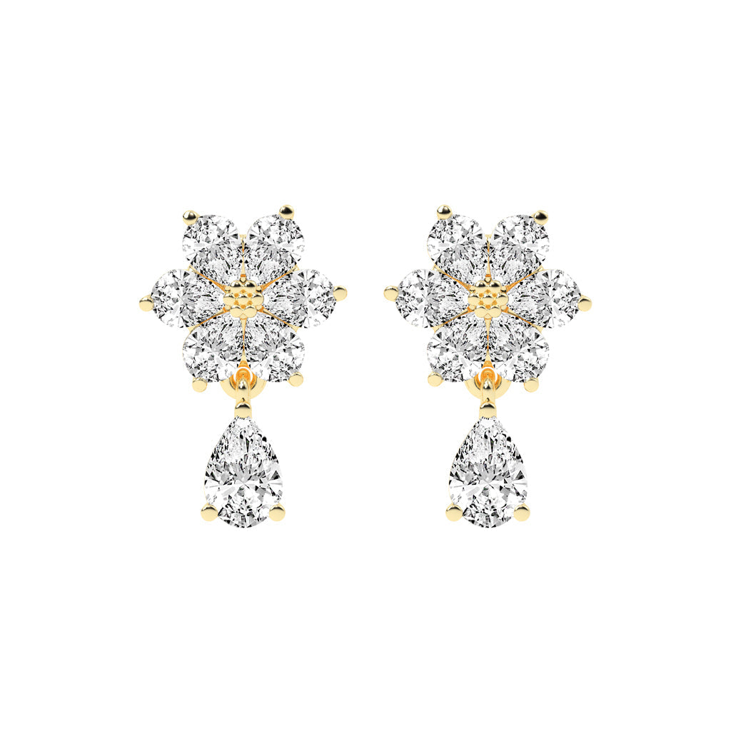3.25Ct Pear Shape Gold Fancy Studs Earrings