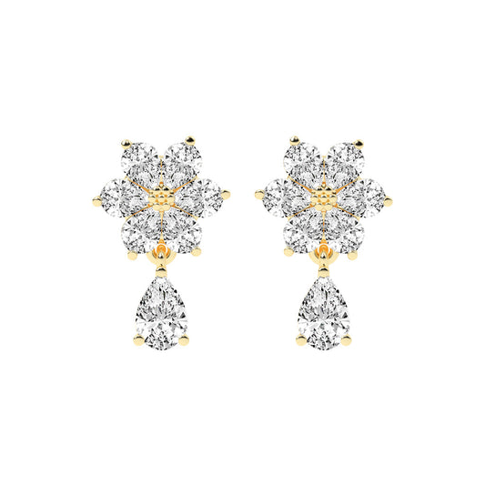 3.25Ct Pear Shape Gold Fancy Studs Earrings