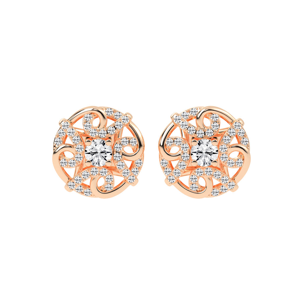 0.5Ct Round Shape Gold Fancy Studs Earrings