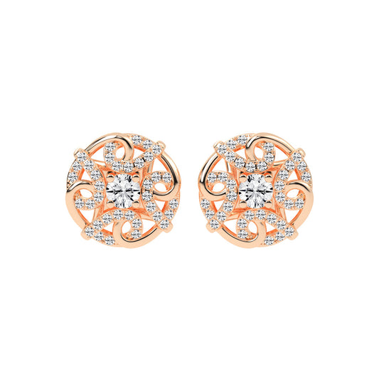 0.5Ct Round Shape Gold Fancy Studs Earrings
