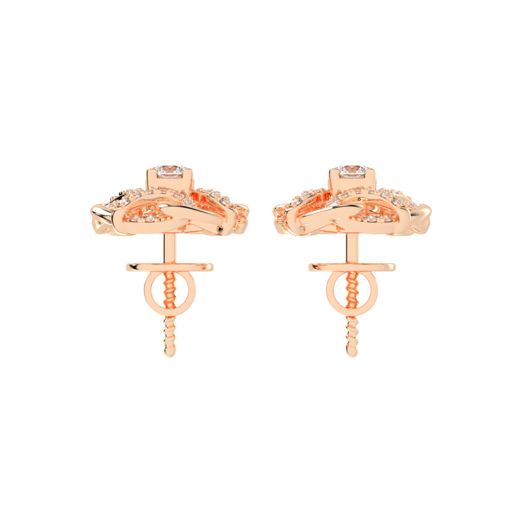 0.5Ct Round Shape Gold Fancy Studs Earrings