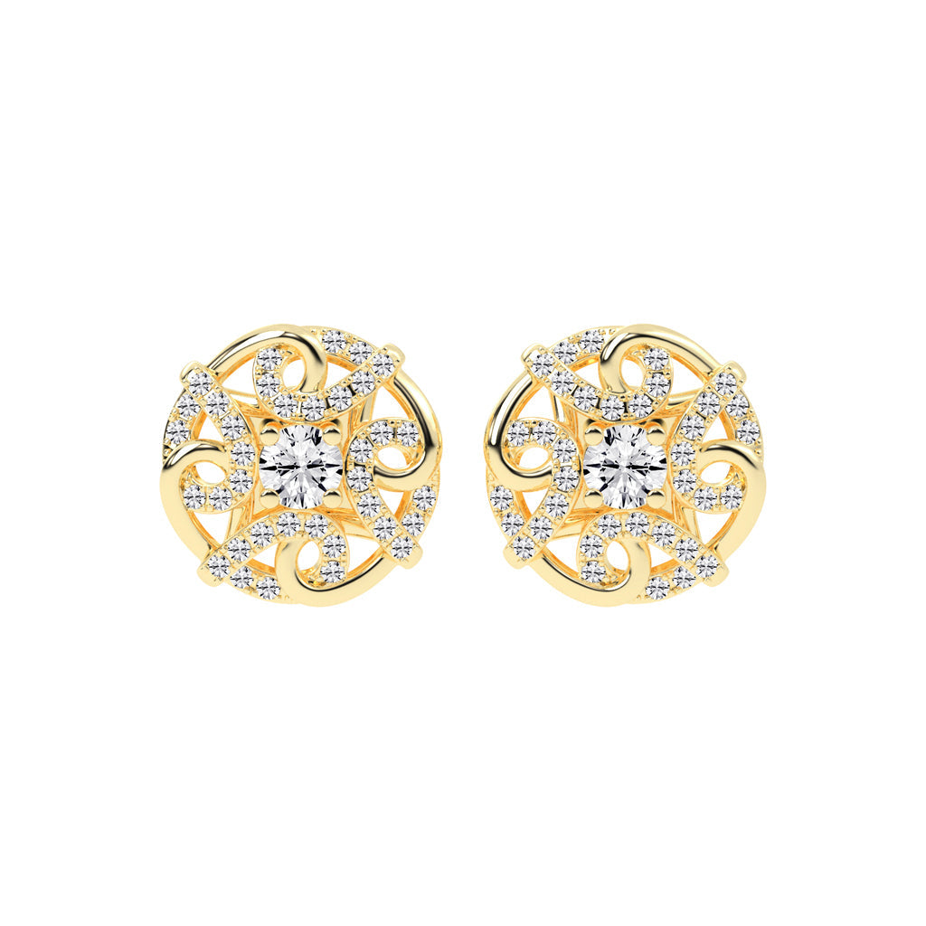 0.5Ct Round Shape Gold Fancy Studs Earrings