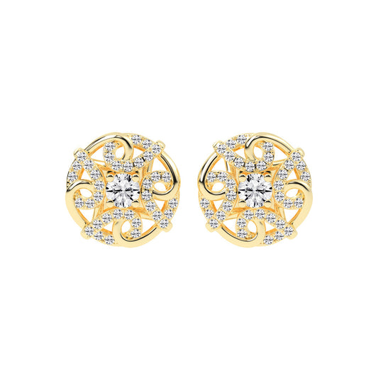 0.5Ct Round Shape Gold Fancy Studs Earrings