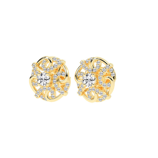 0.5Ct Round Shape Gold Fancy Studs Earrings