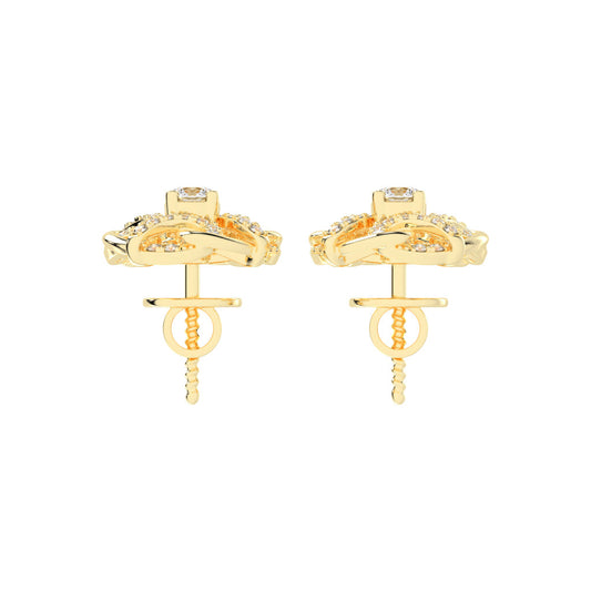0.5Ct Round Shape Gold Fancy Studs Earrings