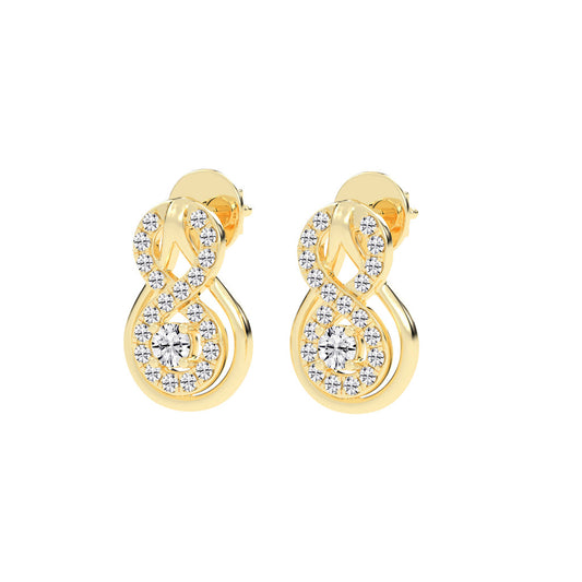 0.5Ct Round Shape Rose Gold Fancy Studs Earrings