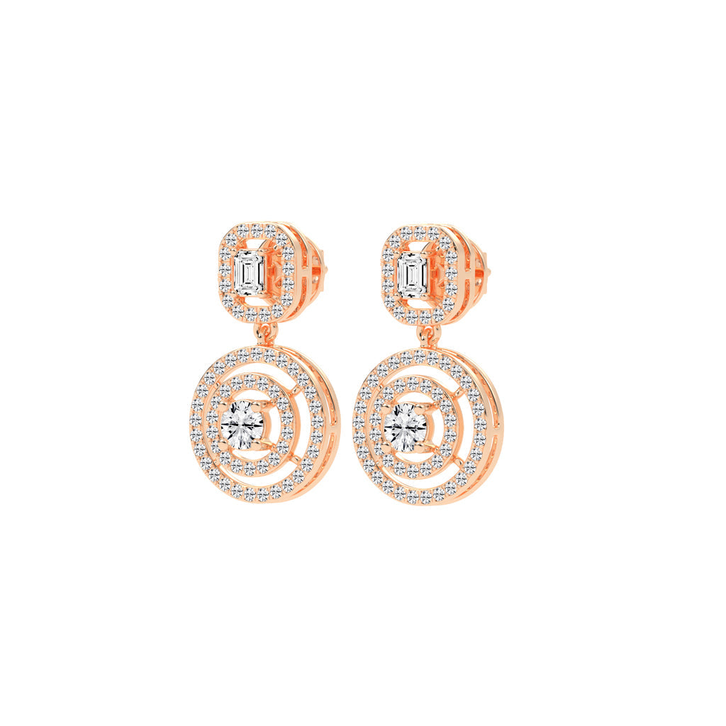 2Ct Round Statement Dangle Earrings