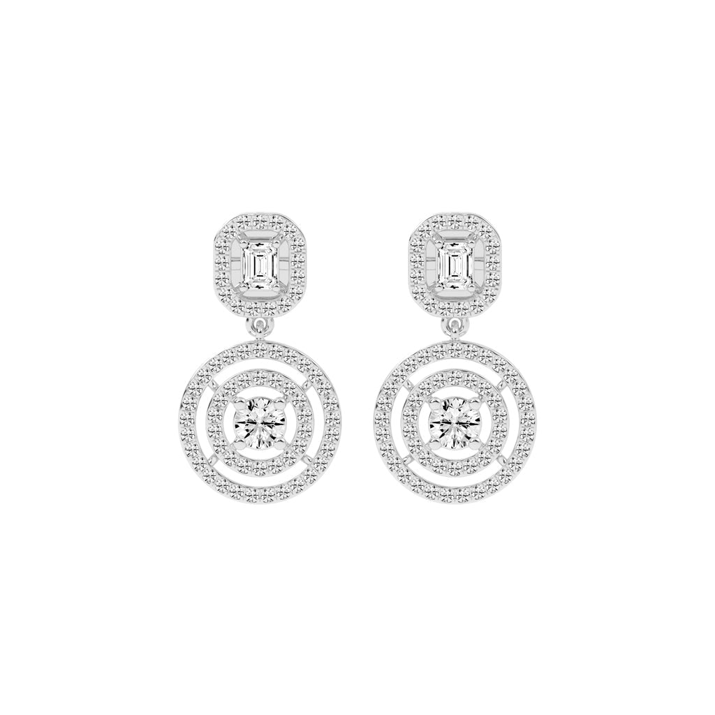 2Ct Round Shape Yellow Gold Dangles Earrings