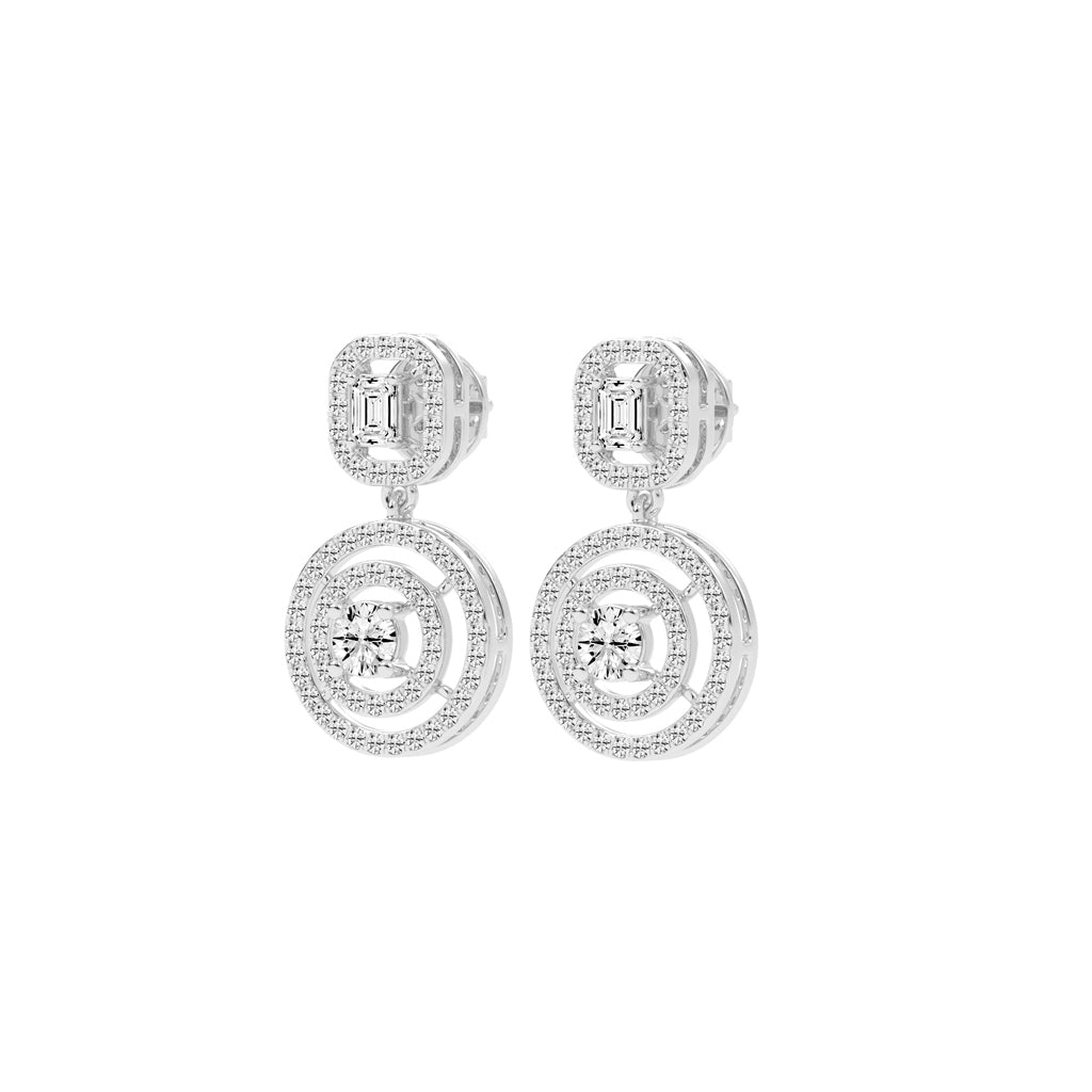 2Ct Round Statement Dangle Earrings