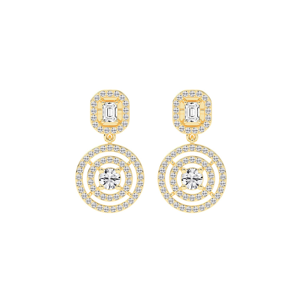 2Ct Round Statement Dangle Earrings