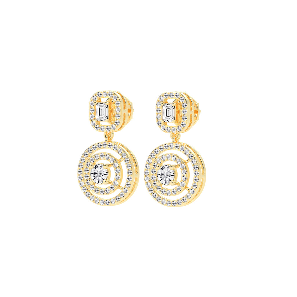 2Ct Round Statement Dangle Earrings
