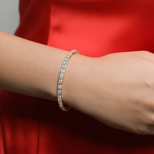 Emerald cut lab Diamond Tennis Bracelet