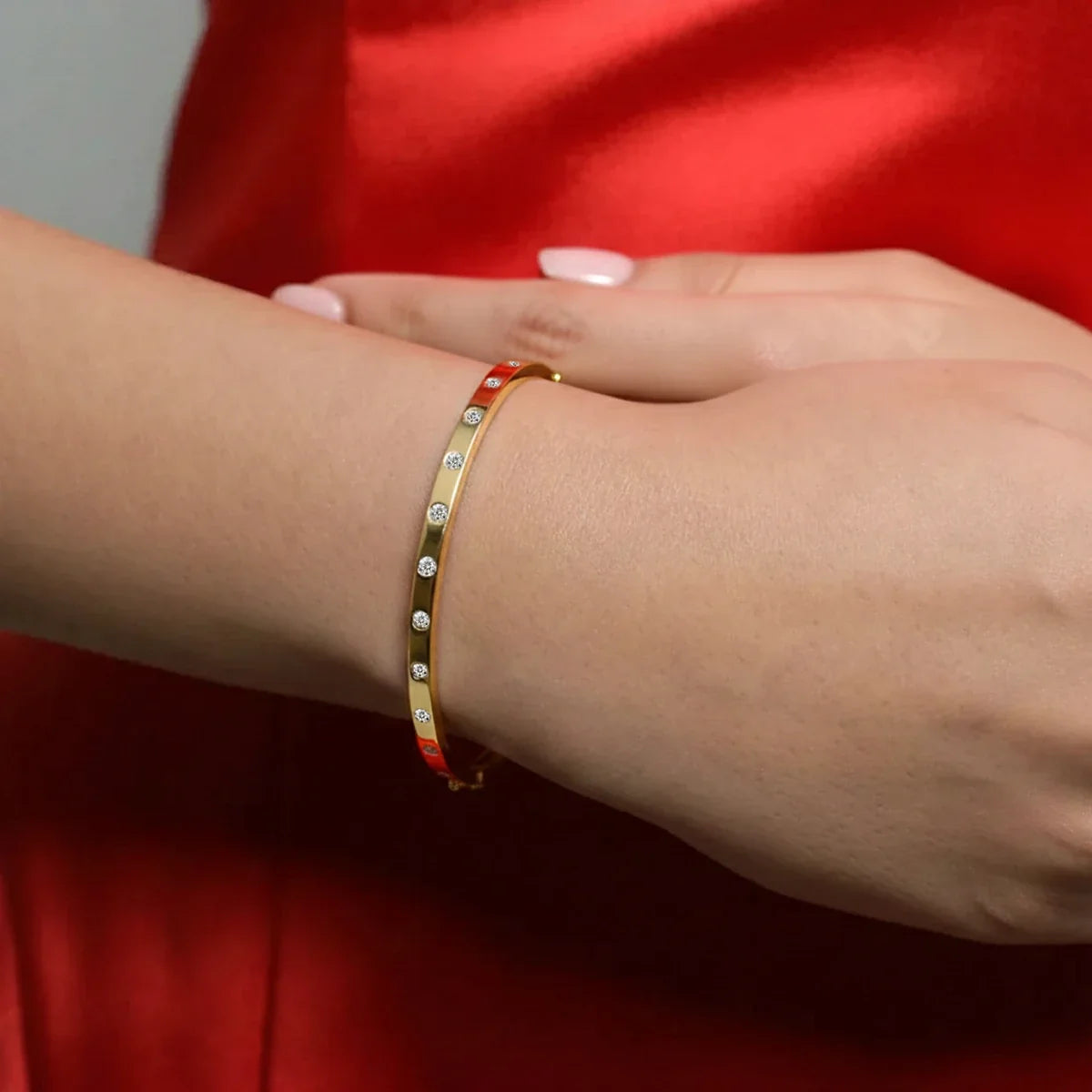 Flush Set Lab Diamond Openable Bangle Bracelet