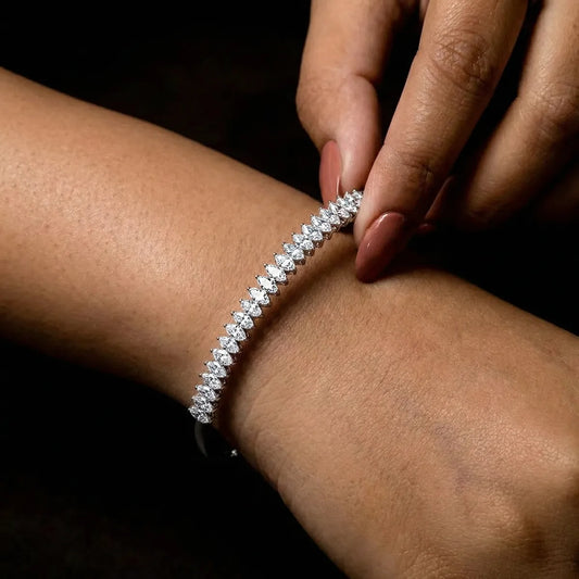 Marquise Lab Diamond Half Tennis Bangle bracelet