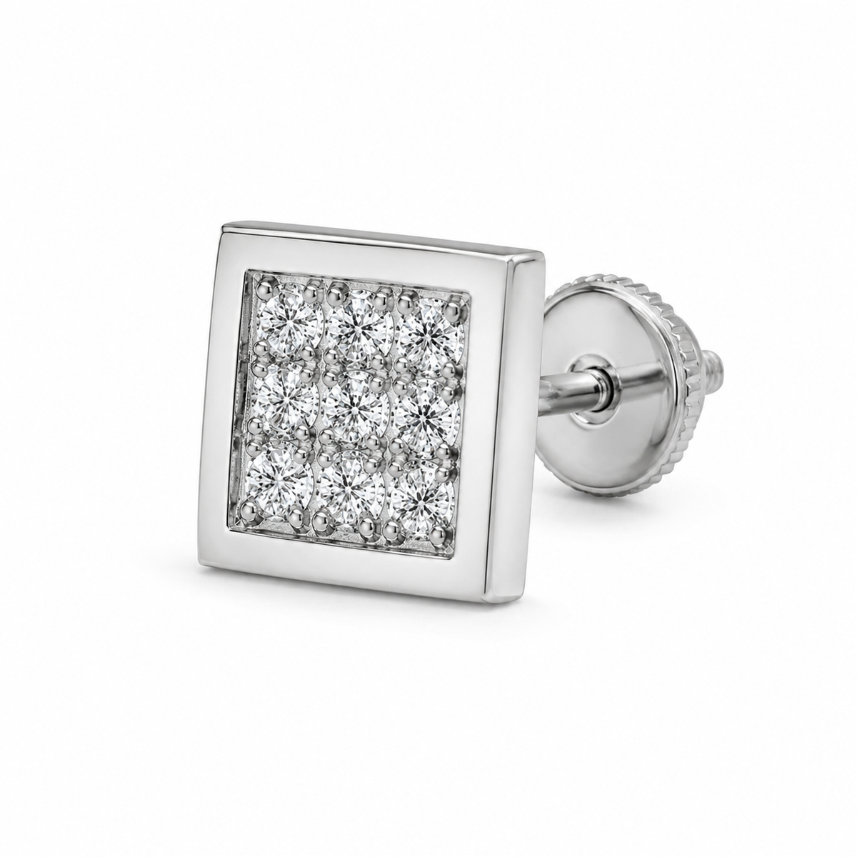 0.1 CT Round Lab Grown Diamond Solitaire Studs for Men 9KT
