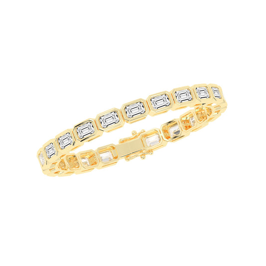 Amara Bezel Set Emerald Tennis Lab Diamond Bracelet