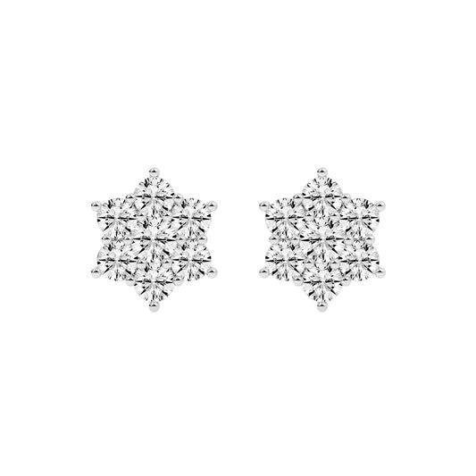 Stellar Bloom Diamond Cluster Stud Earrings