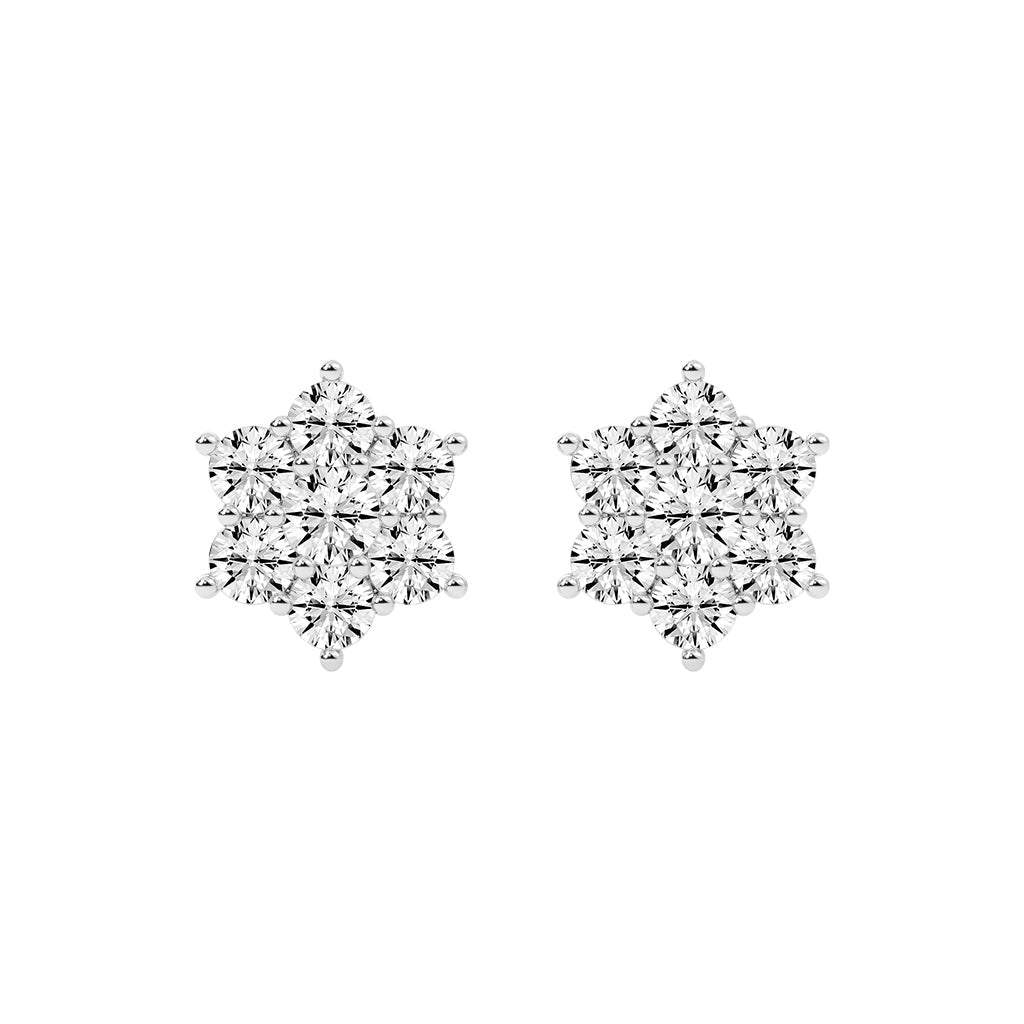Stellar Bloom Diamond Cluster Stud Earrings