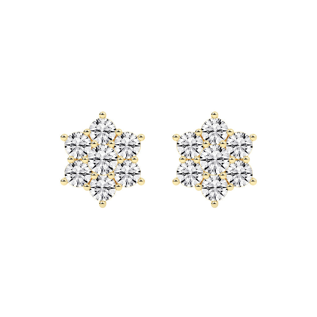 Stellar Bloom Diamond Cluster Stud Earrings