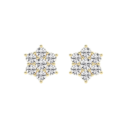 Stellar Bloom Diamond Cluster Stud Earrings