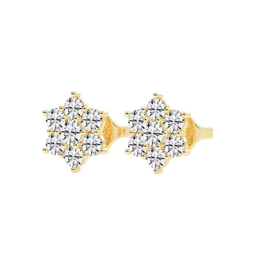 Stellar Bloom Diamond Cluster Stud Earrings