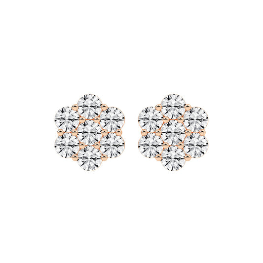 Cosmic Bloom Diamond Cluster Stud Earrings