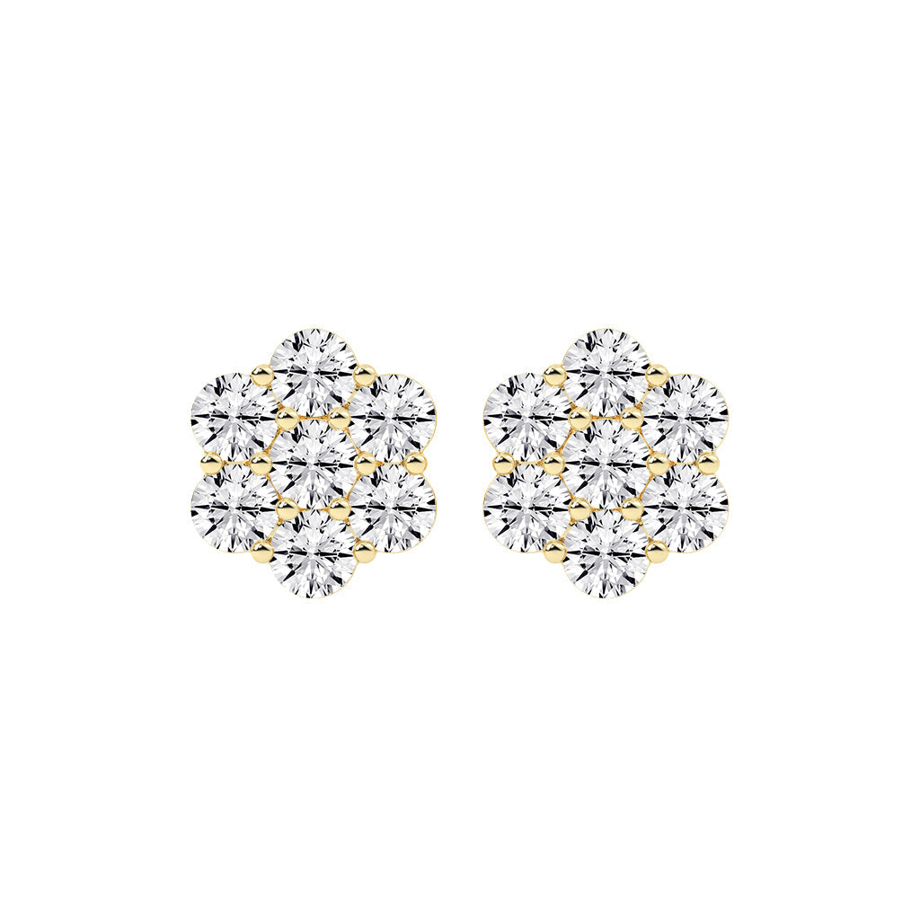Cosmic Bloom Diamond Cluster Stud Earrings