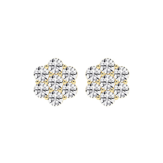 Cosmic Bloom Diamond Cluster Stud Earrings
