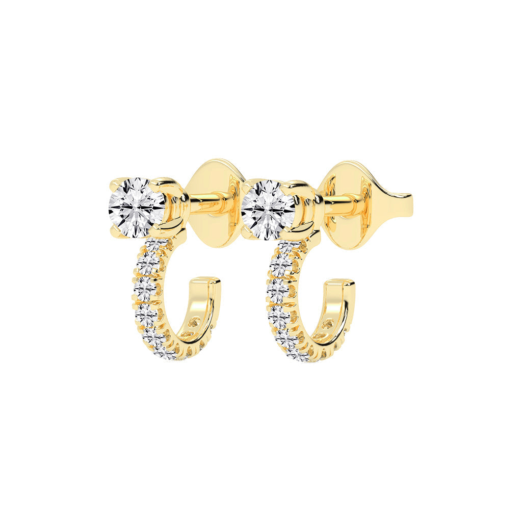 Convertible Brilliance Round Diamond Hoop Jacket Earrings