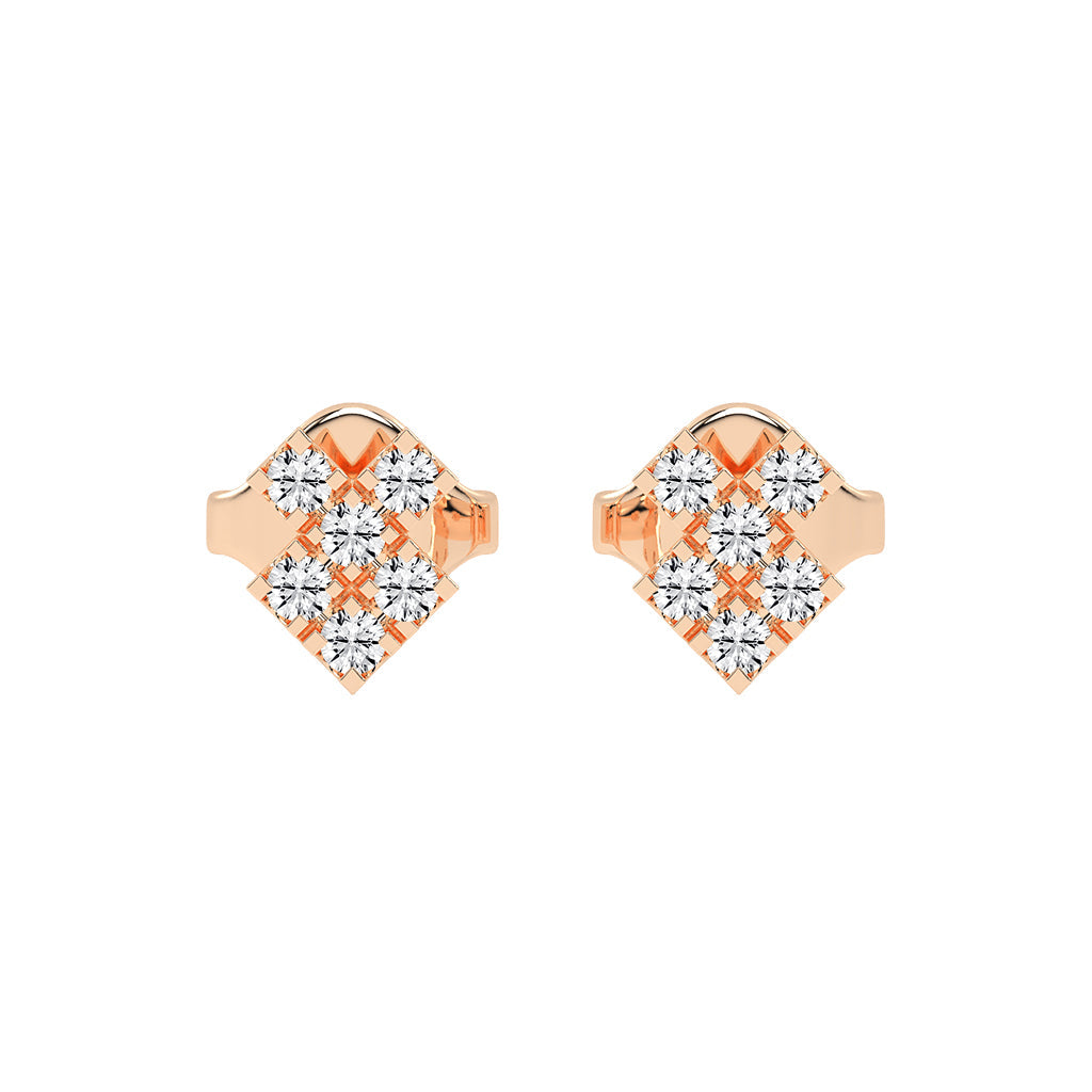 Pave Square Cluster Diamond Studs