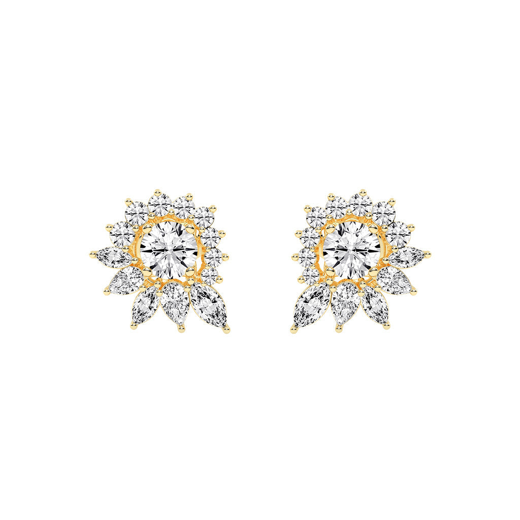 Celestial Bloom Radiating Marquise Diamond Studs