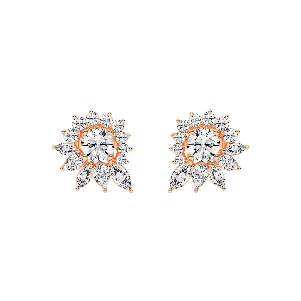 Celestial Bloom Radiating Marquise Diamond Studs