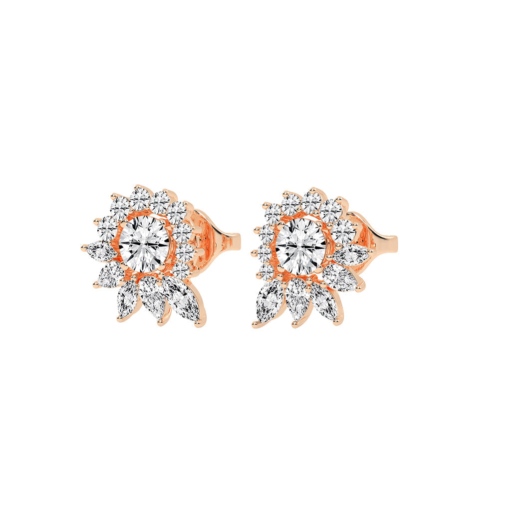 Celestial Bloom Radiating Marquise Diamond Studs