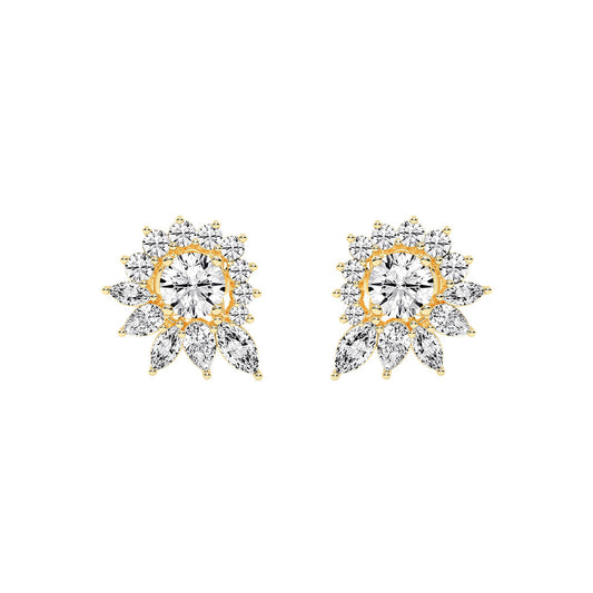 Celestial Bloom Radiating Marquise Diamond Studs