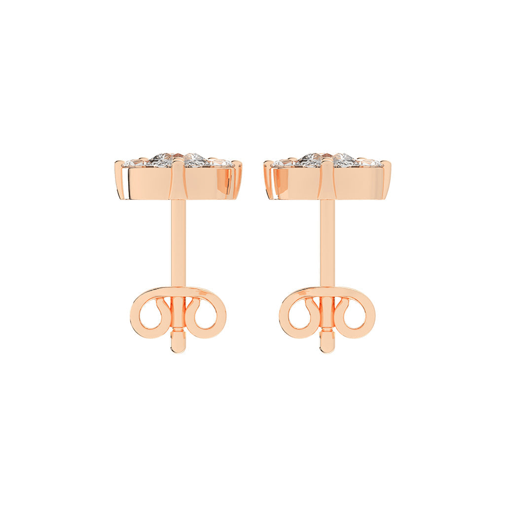 Elegant Petalette Round Marquise Diamond Studs
