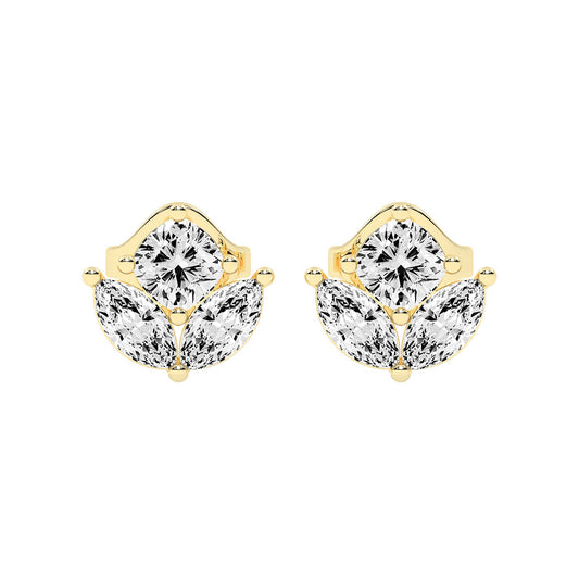 Elegant Petalette Round Marquise Diamond Studs