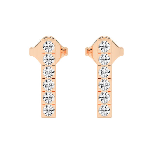 Sleek Linear Sparkle Diamond Bar Studs